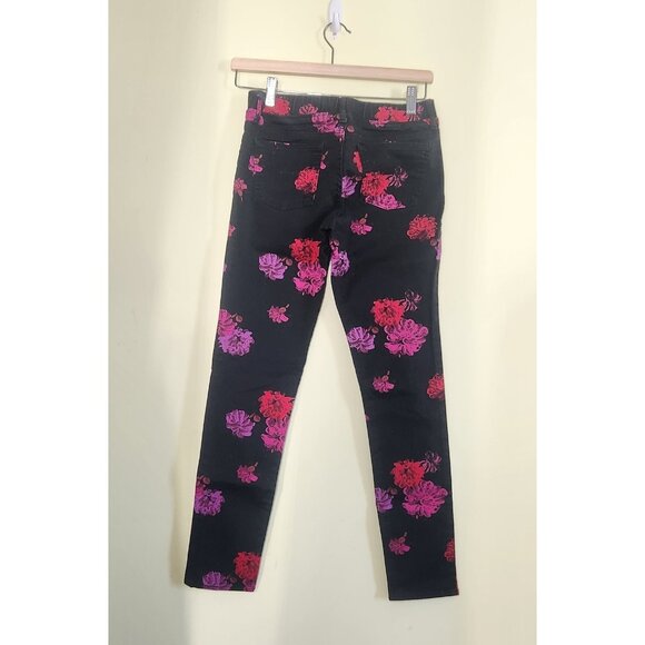 Gap Floral Jegging Girls Size 14 Black Floral Print Jeans Pull On Boho Girly - Picture 2 of 4